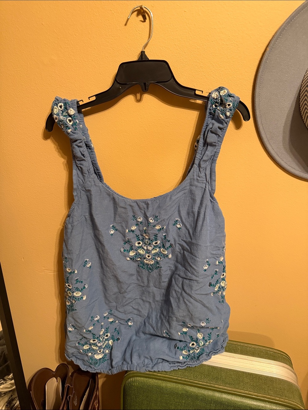 Free People Blue Embroidered Floral Mini Dress